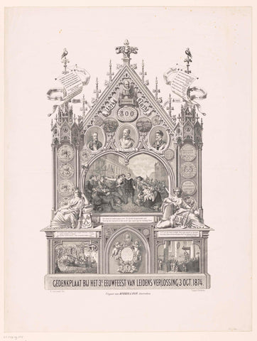 Plaque at the 3rd Centenary of Leiden's Redemption 3 Oct. 1874, anonymous, 1874 Canvas Print