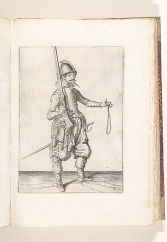 Soldier holding his rudder with his right hand upright, his left hand open to take the weapon (no. 3), ca. 1600, Jacob de Gheyn (II) (workshop or), 1608 Canvas Print