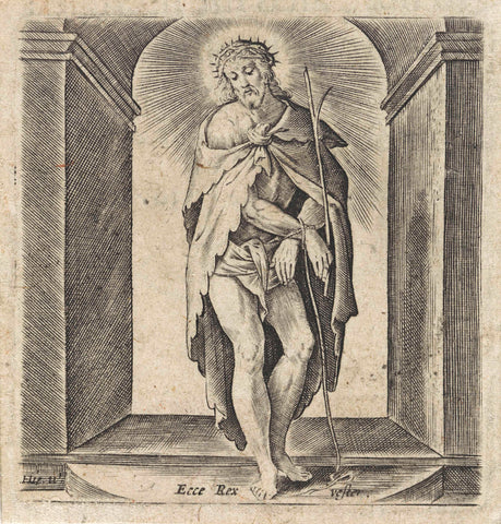 Christus als man van smarten, Hieronymus Wierix, 1593 Canvas Print