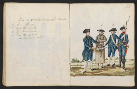 Uniforms of the crew of the battery on the Amstel in 1787, S.G. Casten, 1795 Canvas Print