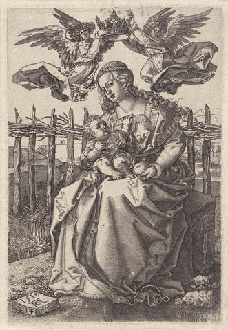 Mary with Christ Child on your lap, Johannes Wierix, 1563 Canvas Print