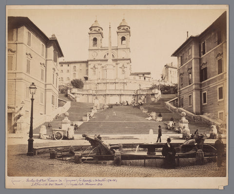 Spanish Steps and the Fontana della Barcaccia at Piazza di Spagna in Rome, Italy, anonymous, 1851 - 1900 Canvas Print