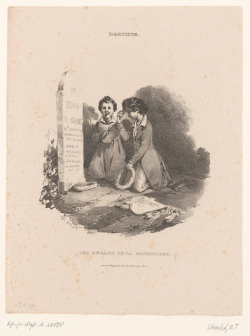 Two children at the grave of their father, Nicolas Toussaint Charlet, 1832 Canvas Print