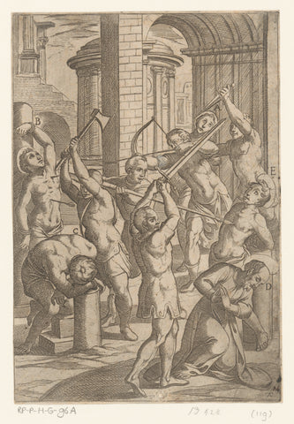 Torture with sword, spear, bow and axe, Antonio Tempesta, 1565 - 1630 Canvas Print