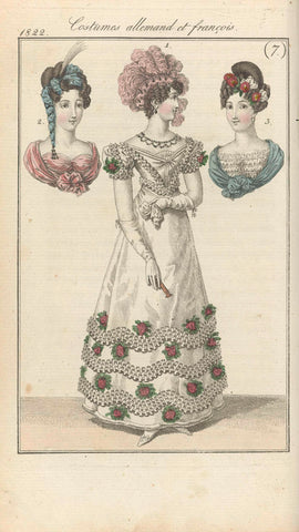 Journal des Dames et des Modes, editie Frankfurt 10 February 1822, Costumes allemand et françois (7), anonymous, 1822 Canvas Print