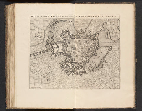 Fortress map of Ypres, 1710, anonymous, 1729 Canvas Print