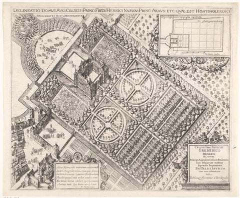 View of Honselaarsdijk in a bird's eye view, Balthasar Florisz. van Berckenrode, c. 1635 - c. 1645 Canvas Print