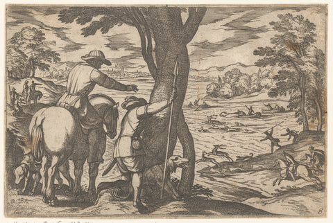 Hunts on deer, Antonio Tempesta, 1595 Canvas Print