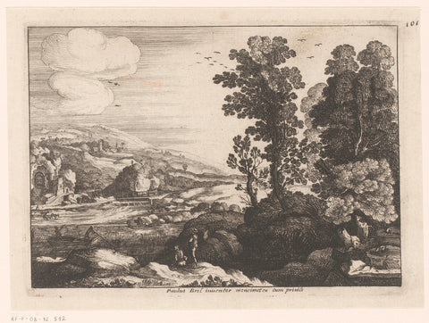 Rivierlandschap met rustende figuren, Nicolas Cochin (attributed to), 1620 - 1668 Canvas Print