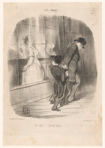 Father pulls his son away from a shop window, Honoré Daumier, 1846 Canvas Print