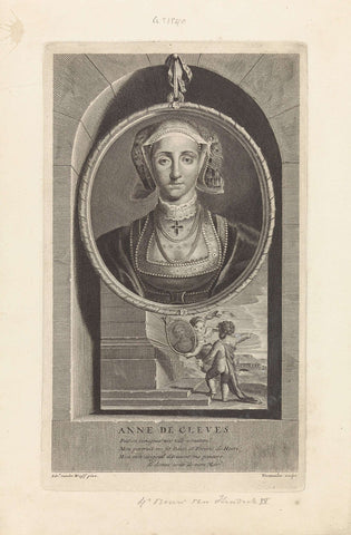 Portrait of Anna of Cleves, Queen of England, Cornelis Martinus Vermeulen, 1697 Canvas Print