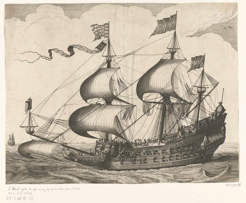 Dutch warship with three masts, ca. 1625, anonymous, 1625 - 1652 Canvas Print