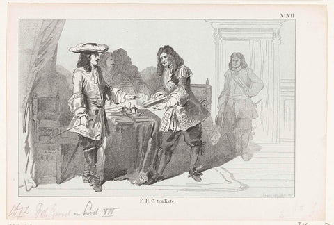 Lodewijk XIV and Pieter de Groot, 1672, Jan van der Veen (printmaker), 1853 - 1861 Canvas Print