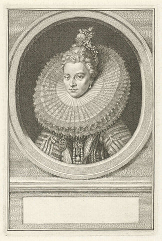 Portret van Isabella Clara Eugenia, infante van Spanje, Jacob Houbraken, 1747 - 1759 Canvas Print