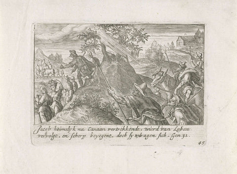 Laban pursues Jakob, Crispijn van de Passe (I), 1700 - 1750 Canvas Print