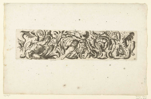 Leaf drink with flowers and a dragon on the left, Polifilo Giancarli, after 1680 - before 1706 Canvas Print