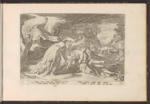 Juno turns Callisto into a bear, Hendrick Goltzius (workshop of), 1728 Canvas Print