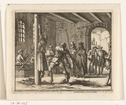 Wife Ursel in Maastricht flogged in prison, 1570, Jan Luyken, 1683 - 1685 Canvas Print