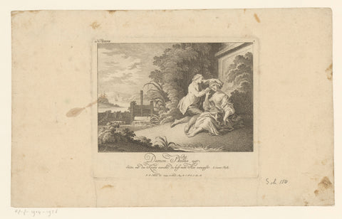 Phyllis en Demophon, Johann Esaias Nilson, 1731 - 1788 Canvas Print