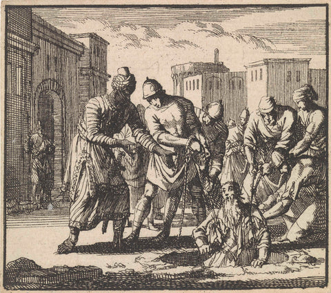 Jeremiah pulled out of the pit, Jan Luyken, 1698 Canvas Print