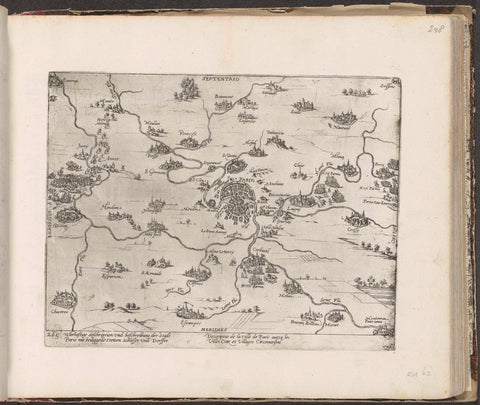 Map of Paris and surroundings, 1590, Frans Hogenberg (workshop of), 1590 - 1612 Canvas Print