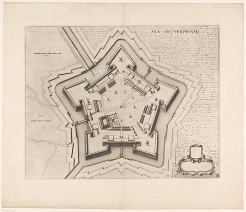 Map of the Citadel of Antwerp, anonymous, 1652 Canvas Print