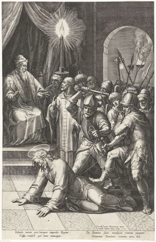 Christ for the Sanhedrin, Johann Sadeler (I), 1589 Canvas Print