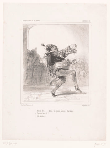 Man dances around in carnival outfit, Paul Gavarni, 1847 Canvas Print