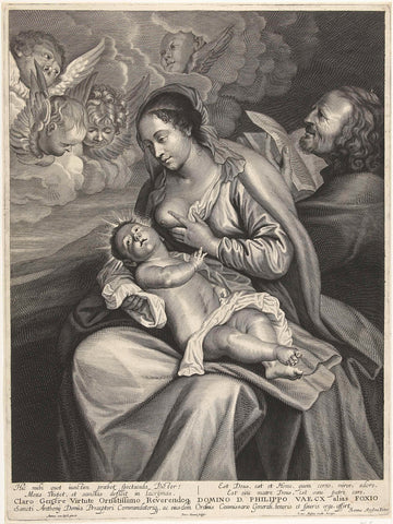 Maria with child to chest, Petrus Clouwet, 1639 - 1670 Canvas Print