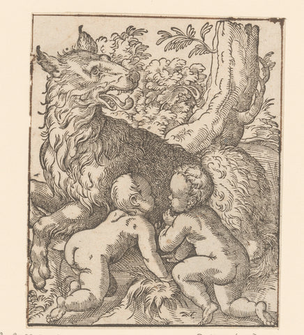 Romulus and Remus suckled by the she-wolf, anonymous, Jost Amman, 1580 Canvas Print