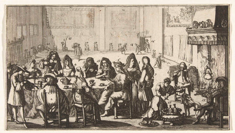 Tea party of the monarchs of Europe prior to the war in 1690, Cornelis Huyberts, 1689 Canvas Print