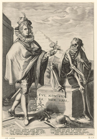 Death surprises a young man, Jan Saenredam, 1592 Canvas Print