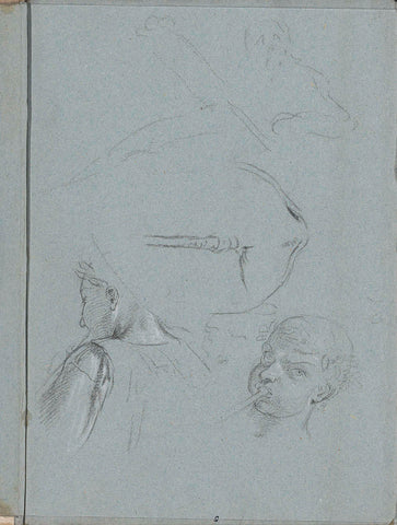 Studieblad met figuren, Lorenzo Baldissera Tiepolo (circle of), c. 1751 Canvas Print