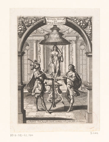 Prince hands a crown to Polexandre for a picture of Diana, Abraham Bosse, 1637 Canvas Print