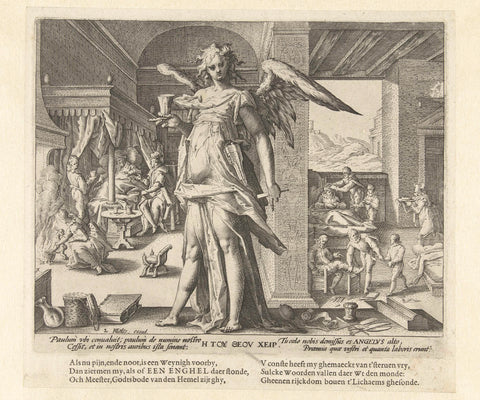 De arts als engel, Hendrick Goltzius (workshop of), 1587 Canvas Print