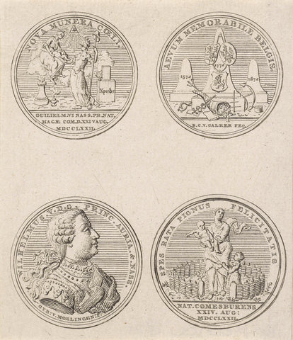 Medals with portrait of William V, Prince of Orange-Nassau, Barend Christiaan van Calker, 1772-1813 Canvas Print