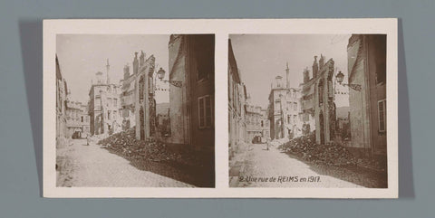 Ruins in a street in Reims, anonymous, 1917 Canvas Print