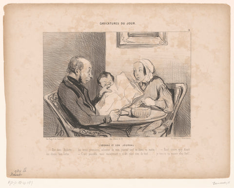 Family at the breakfast table, Honoré Daumier, 1842 Canvas Print