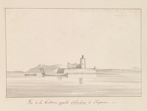 View of the lighthouse, called Colombaro, at Trapani, Louis Ducros, 1778 Canvas Print