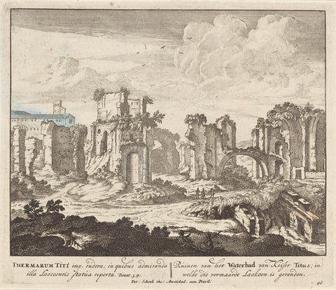 View of the Baths of Titus, anonymous, 1675 - 1711 Canvas Print