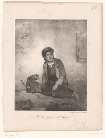 Straatjongen met aap, Alexandre-Gabriel Decamps, 1823 Canvas Print