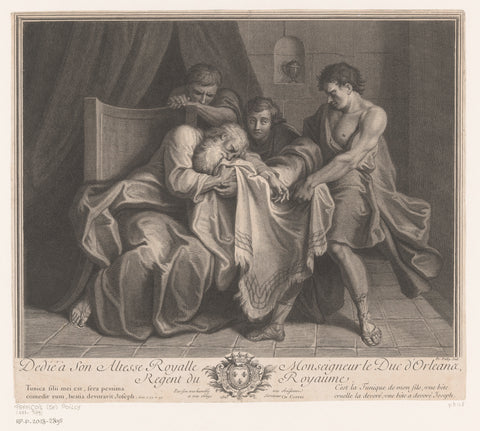 Jacob is shown the bloodied cloth of Joseph, François de Poilly (I), 1671 - 1693 Canvas Print