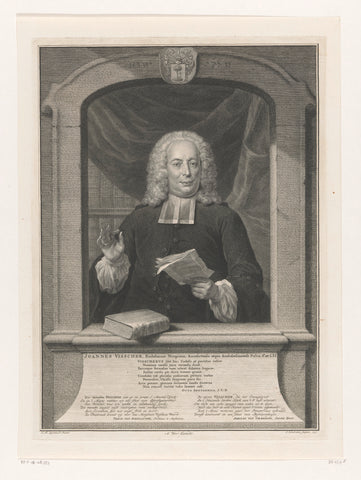 Portrait of Johannes Visscher, Jacob Houbraken, 1750 Canvas Print