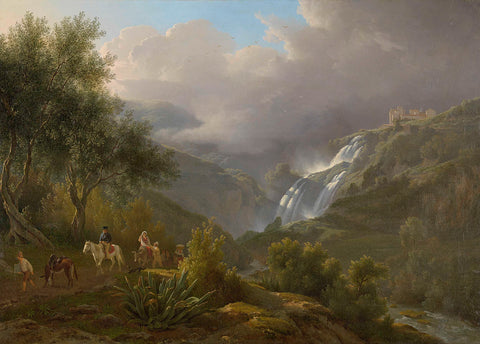 The Cascades at Tivoli, with a Storm Approaching, Abraham Teerlink, 1824 Canvas Print