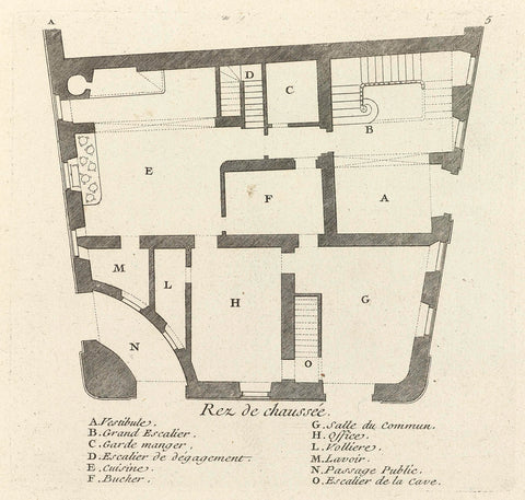 Floor plan of the ground floor of léon Berthous's house in Bayonne, Juste Aurèle Meissonnier, 1738 - 1749 Canvas Print