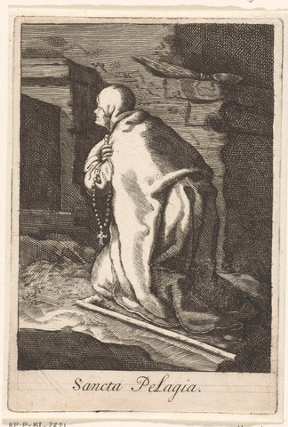 Saint Pelagia of Antioch as hermit, Boëtius Adamsz. Bolswert, 1590 - 1662 Canvas Print