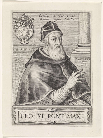 Portrait of Pope Leo XI, Jacob Matham, 1605 Canvas Print