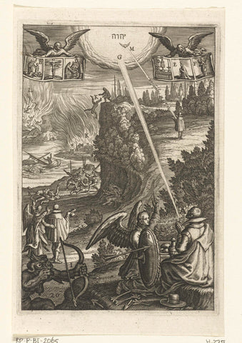 Emblem with man who thanks God for all his good deeds, Boetius Adamsz. Bolswert, 1620 Canvas Print