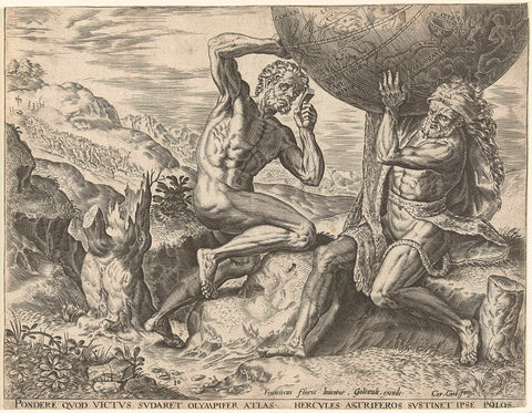 Hercules torst de wereldbol for Atlas, Cornelis Cort, in or after 1563 - before 1595 Canvas Print