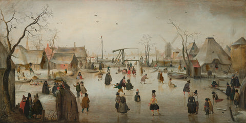 Ice-skating in a Village, Hendrick Avercamp, c. 1610 Canvas Print